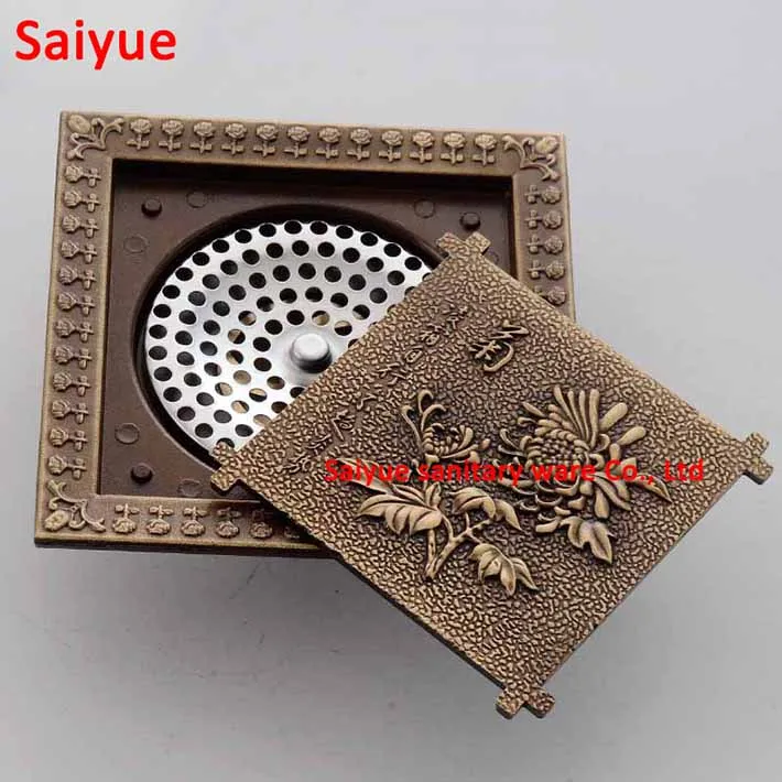 4 inch 12*12 cm square style Plum orchid bamboo chrysanthemum flower floor drain, kitchen copper drainer , toilet floor drain 4 inch 12*12 cm square style Plum orchid bamboo chrysanthemum flower floor drain, kitchen copper drainer , toilet floor drain