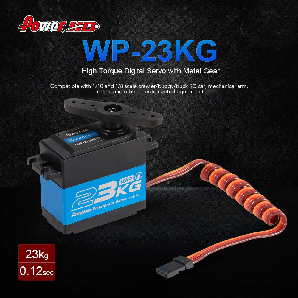 

WP-23KG 23Kg/0.12sec Waterproof High Torque Metal Gear Digital Servo for 1/10 Crawler Buggy RC Car Boat
