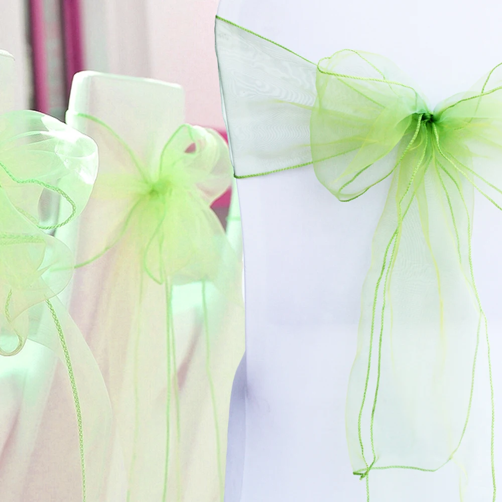 

100 PCS Wedding Organza Chair Cover Sashes Sash Party Banquet Decor Bow Colours