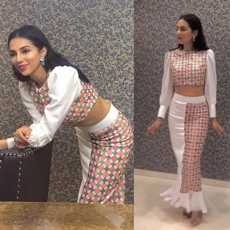 

Fall New Women'S Clothing Set Long Sleeve Short Blouse Crop Top & Skirt Europe Fashion Fishtail Skirt Sexy Suits Bodycon Outfit