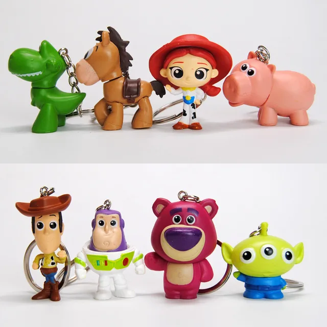 

New Movie Toy Story 4 Woody Buzz Lightyear PVC Action Figure Keychain Figure Jessie Woody Alien Key Ring Toys for Children Gift