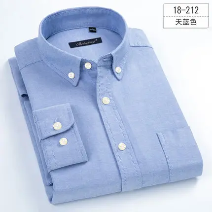 Plus Size 5XL 6XL 7XL 8XL Oxford Pure Color Casual Long Sleeve Men Shirt Soft Business Social Dress Shirt Blue White Grey 