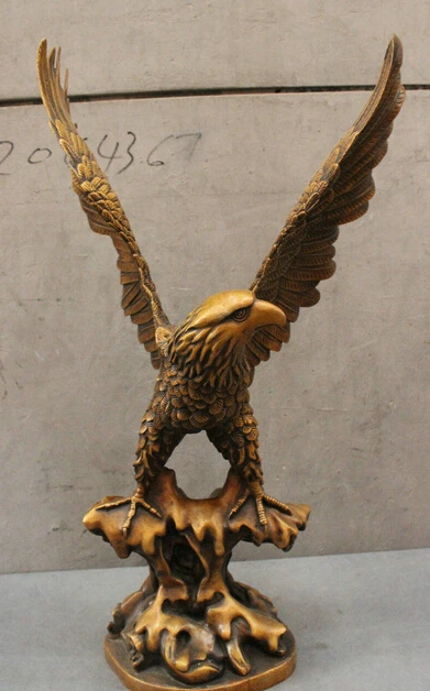 

004845 19" Folk Chinese Bronze Decoration FengShui d Eagle Hawk Lanneret Statue