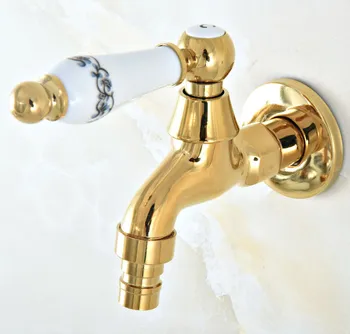 

Polished Gold Brass Outdoor Faucet Garden Water Tap / Washing machine Faucet / Laundry Sink Cold Water Tap Bidcock Faucet Bav147