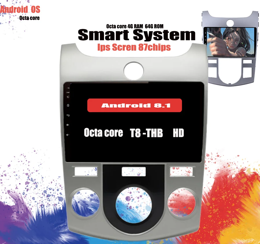 Discount 9" android 9.1 Car Radio DVD Player for KIA forte 2009-2014 GPS Navigation Tape Recorder support DVR Camera Rear Carplay 4+64GB 3