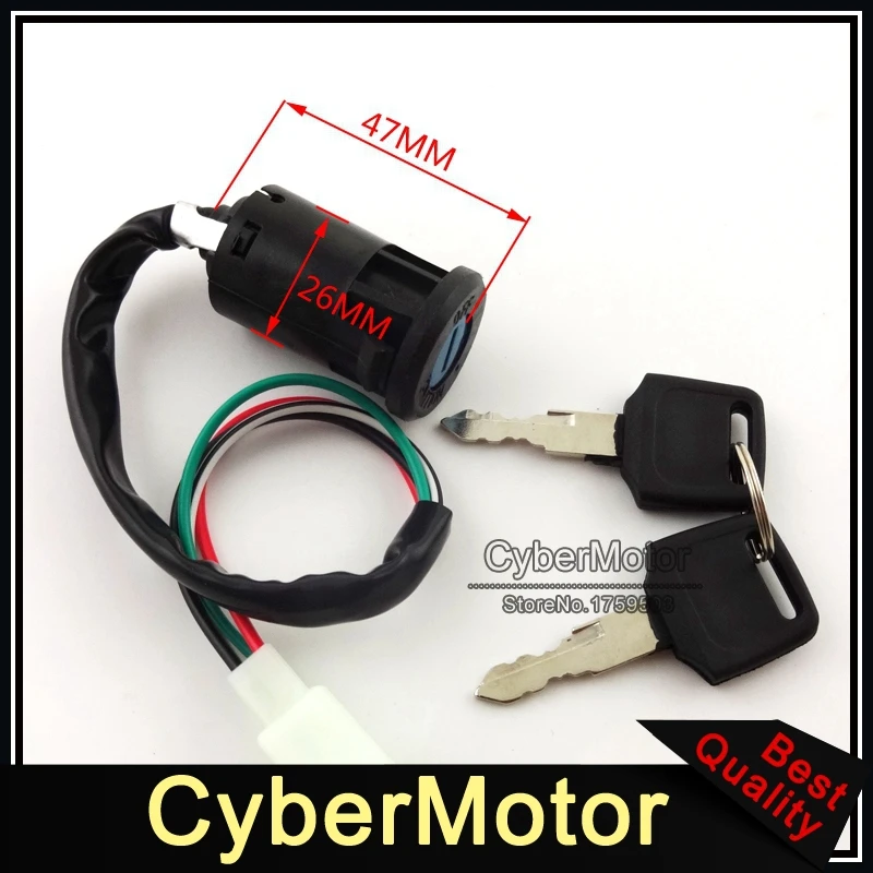 Motorcycle 4 Wire On Off Ignition Key Switch For 50cc 70cc 90cc 110cc