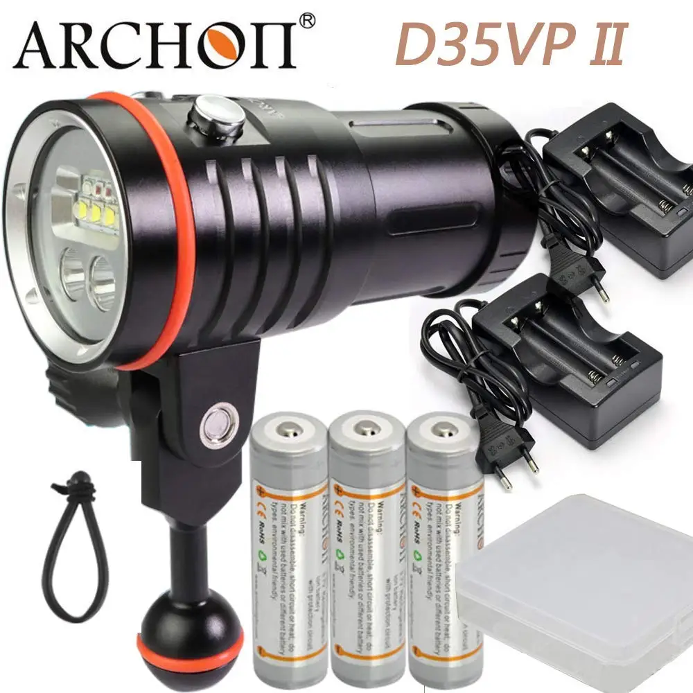 ARCHON W41VP II D35VP II фонарик для дайвинга 4200LM CREE L2 Красный СВЕТОДИОДНЫЙ УФ подводные фонари для дайвинга фотографирование видео точечный свет