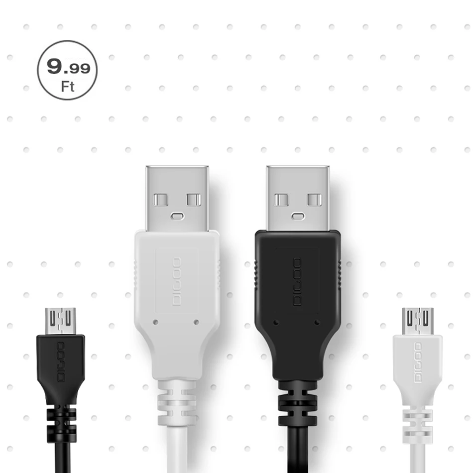 Высокое качество Digoo DG-BB-13MW 9.99ft 3 метра длиной Micro USB прочный зарядный кабель питания для IP камеры устройства