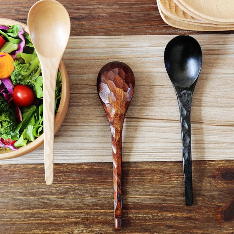 Japanese Style Hand carved wooden spoon soup spoon nanmu material