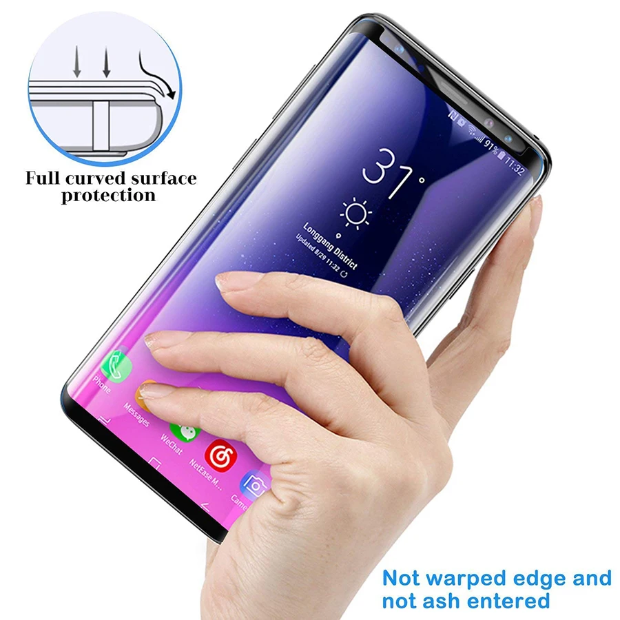 2 шт. защита для экрана для samsung Note9 S8 S9 Plus S10e изогнутое закаленное УФ стекло жидкий полный клей для huawei P30 Pro mate 20 pro