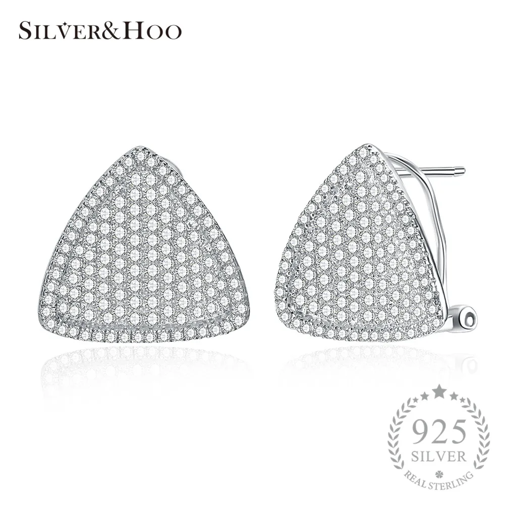 

SILVERHOO Fine Jewelry 925 Sterling Silver Geometric Triangle Stud Earrings Tendy Office Earrings For Women Female Wholesale