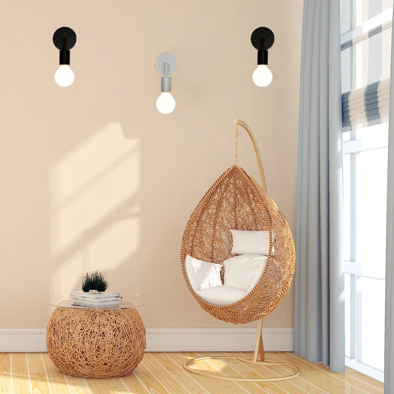 Luminária de Parede Moderna de Ferro Iluminação para Escada Estilo Nórdico Simples Elegante Cabeceira Quarto Cozinha Casa Ambientes Internos E27 18 Luminárias de parede