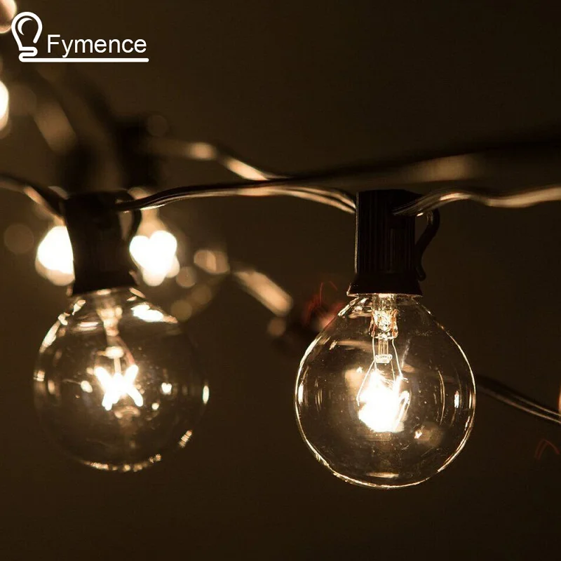 Globe String Lights G50 25 Clear Globe Bulbs on 25Ft. Long Black Wire