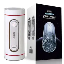 Leten Space Capsule Flip Masturbator For Man, Dual Channel Real Pussy Vagina Sucking Male Masturbator Cup Adult Sex Toys For Men