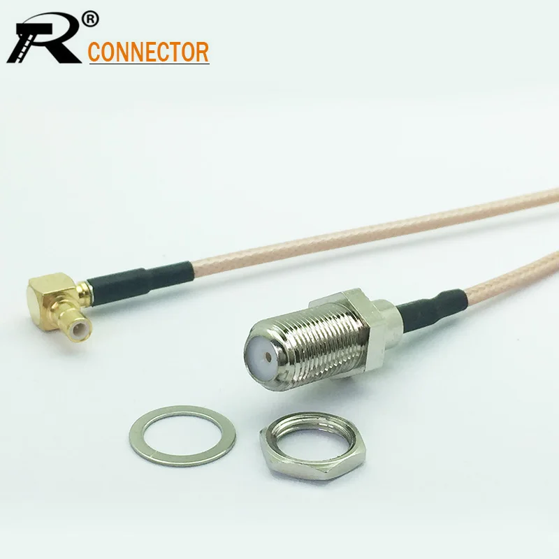 2pcslot F Female Jack to SMB Male Right Angle RG316 Pigtail Cable Extension Cable 15CM 6 Jumper Cord