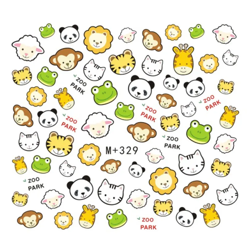 

Nails Art Sticker Decals Panda Sheep Tiger Cat Frog Zoo Park Harajuku Fantacy Nail Wraps Sticker Decorations