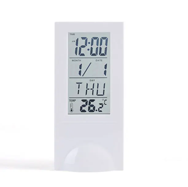 Часы-Будильник цифровой дисплей прозрачный ЖК-дисплей Многофункциональный термометр электронные часы-будильник - Цвет: White