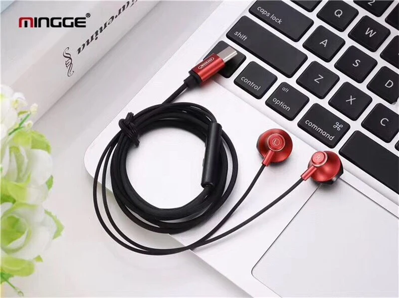 Тип C USB гарнитуры проводные стерео наушники с объемом Управление спортивные для