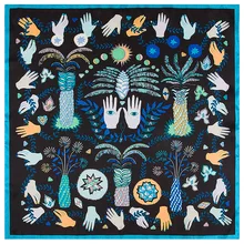 

New Leaves Palm Lady Occupation Satin Silk Scarf Small Square Eyes Hand Patterns Winter Autumn Scarf 60cm*60cm
