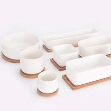 Plantes succulentes micro jardin mariage mini pots de fleurs carré plantes juteuses vase bois pots de fleurs plateaux récipient petit bonsaï pot(China)