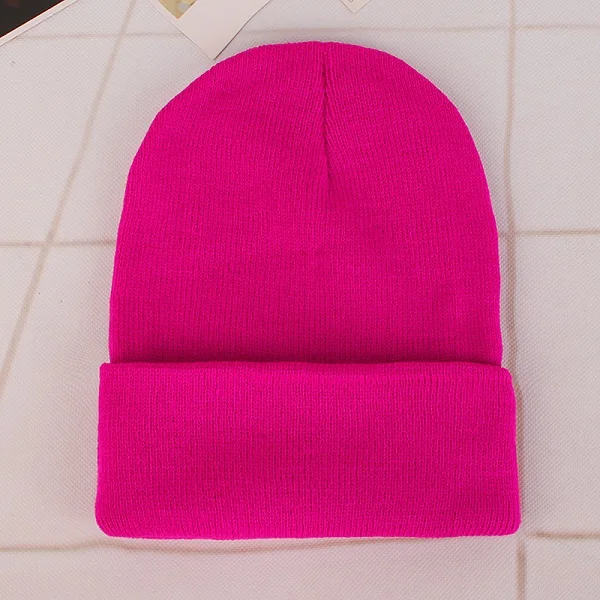Rose Cap Зимние шапки для женщин, Новые Вязаные шапки, одноцветные милые шапки для девочек, осенние женские шапки, теплые шапки, Женская Повседневная шапка - Цвет: Rose Cap