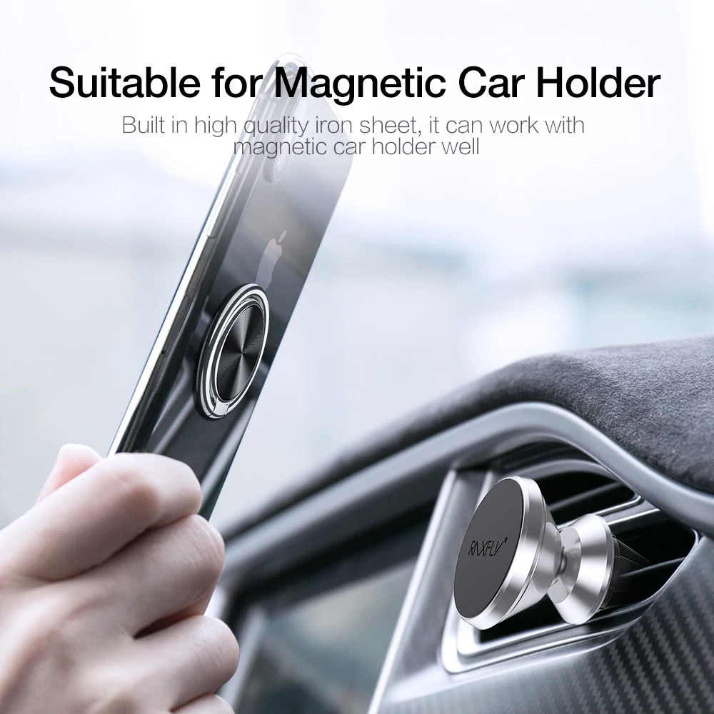 KISSCASE Finger Ring Holder For iPhone X Xs Max Samsung S9 S8 Metal Mobile Phone Ring Holder Stand For Magnetic Car Phone Holder