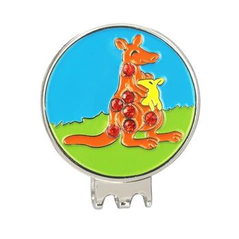 

Kangaroo Crystal Golf Ball Mark and Magnetic Silver-colored Golf Hat Cap Clip