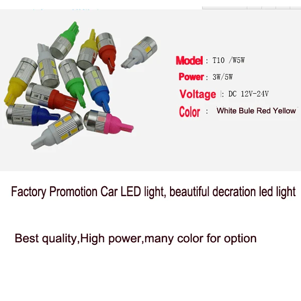 2PCS/LOT T10 led 6 SMD 5630 Chip Car LED Lens Indicator Wedge Dome Light Bulb Lamp CL116 | Автомобили и мотоциклы