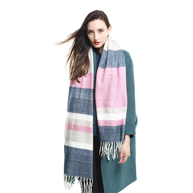 

Autumn Winter Women Plaid Scarf Female Cashmere Scarves Wide Lattices Long Shawl Wrap Blanket Warm Tippet