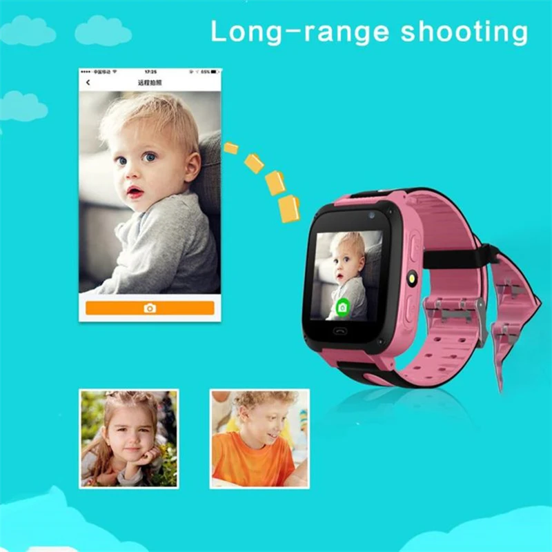 GEJIAN Children's Watch Anti-Lost LBS Positioning Alarm Clock Waterproof Photo Flashlight Lighting Children's Watch Card Phone