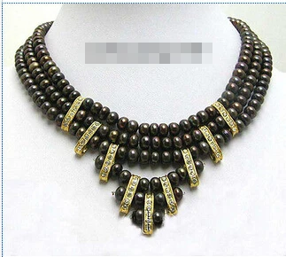 

FREE SHIPPINGReal Black Pearl 18KGP Crystal Clasp Pendant Necklace