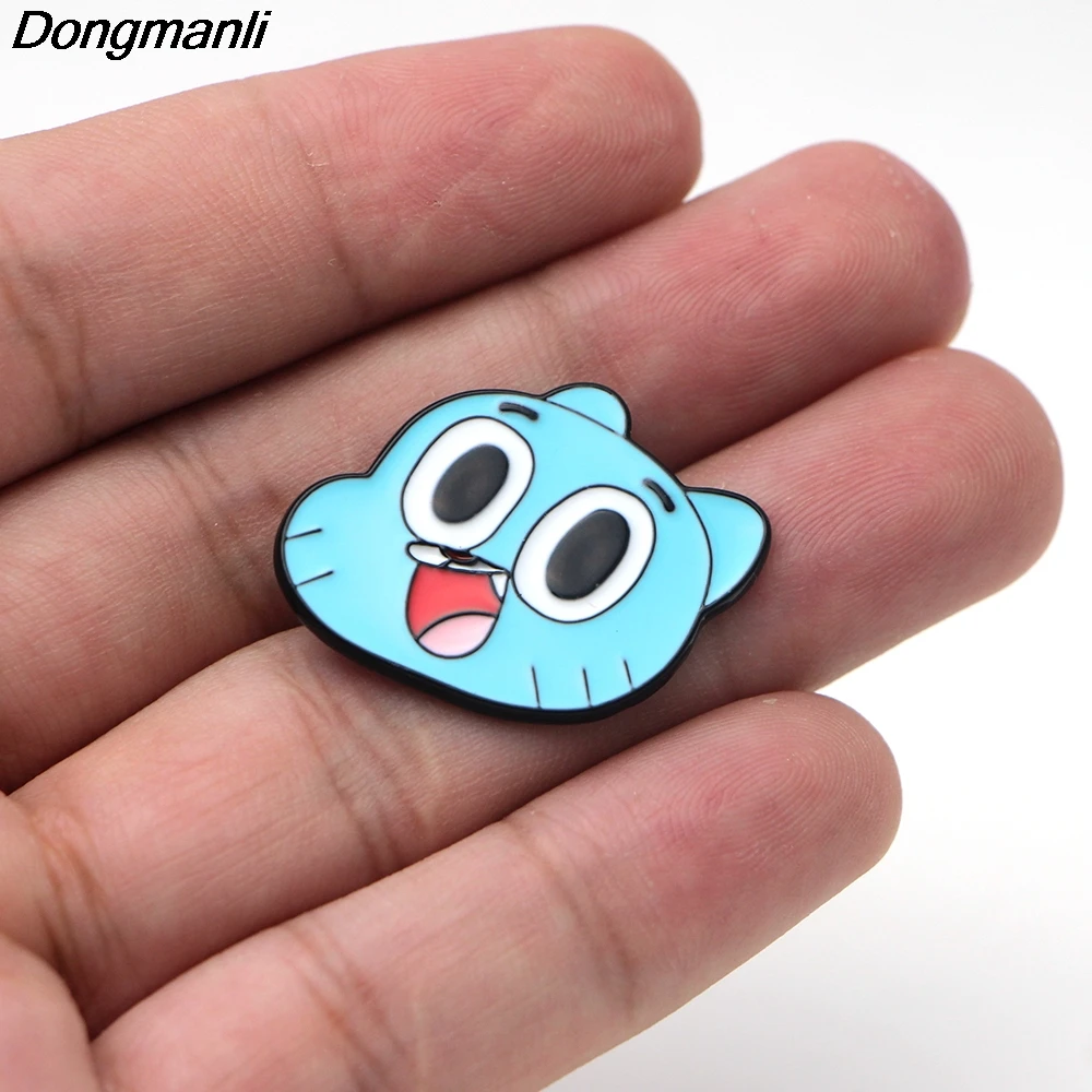 P2456 Dongmanli удивительный мир Gumball Эмаль Булавка рубашка с пряжкой булавки и броши для детей мультфильм Нагрудный значок-булавка на подарок