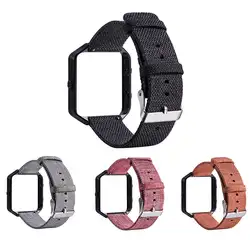 Сменные холщовые часы с металлической рамкой для смарт-браслета Fitbit Blaze
