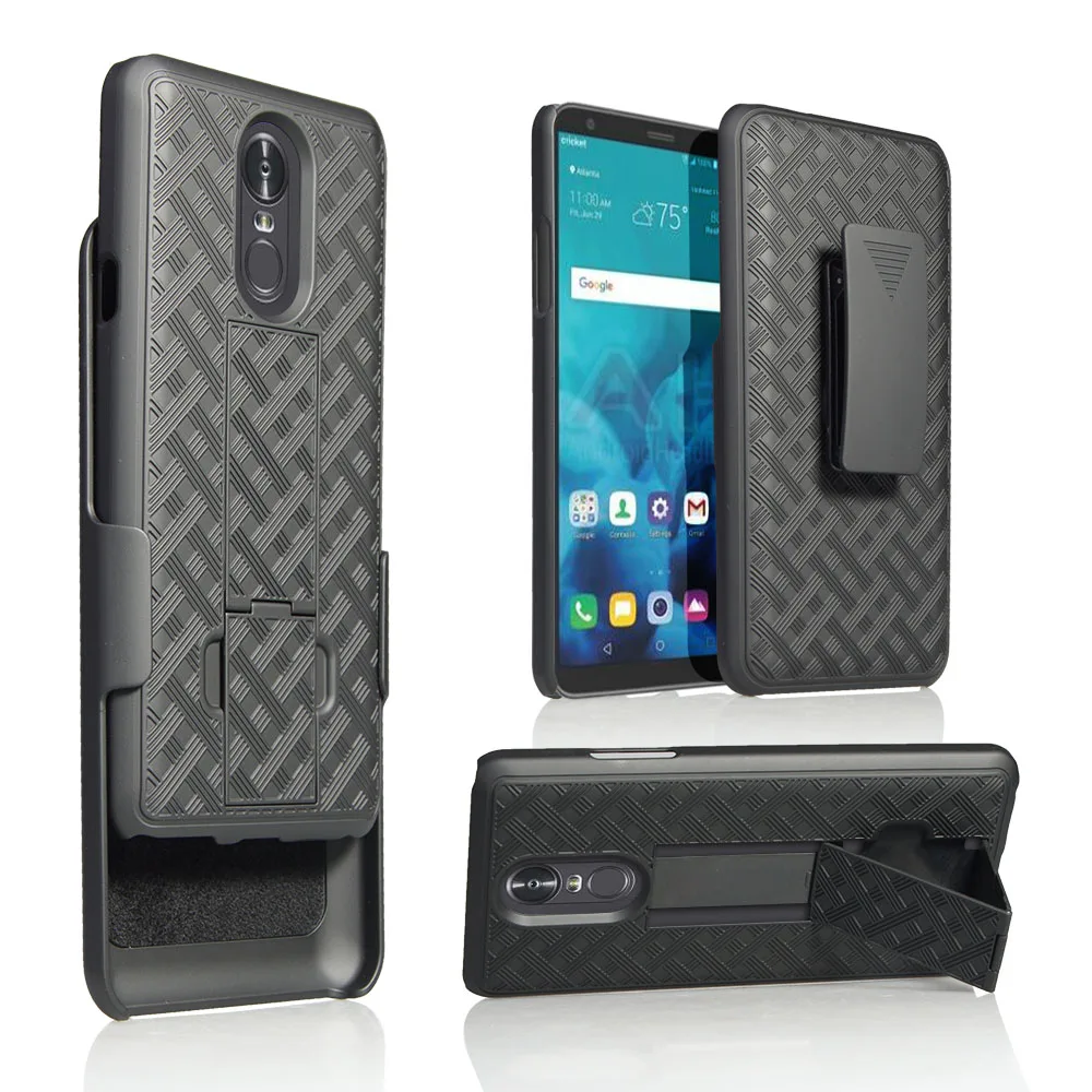Woven 2 in 1 Hybrid Hard Shell Holster Combo Case With Kickstand &amp Belt Clip For LG Stylo 4 / Plus/LG Q stylus | Мобильные