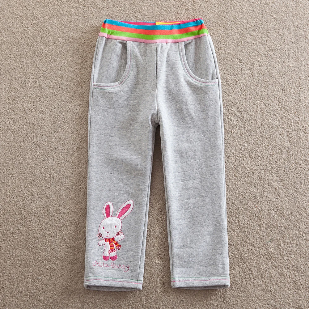 Брюки для маленьких девочек Изящные Брендовые прямые хлопковые прямые штаны для девочек с карманами и цветочным узором K720