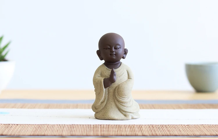 Дзен фиолетовый песок статуи Будды керамические монах керамика чай домашнее украшение чай игровой стол украшения