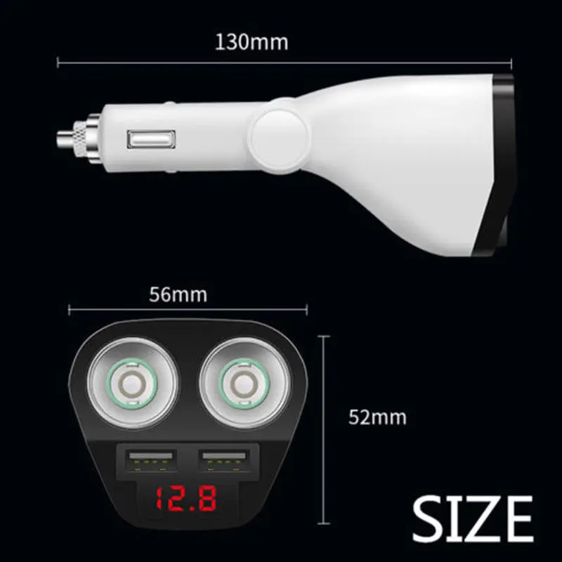 JXLCLYL 120W Car Cigarette Lighter Power Adapter 12V-24V Car Splitter 2 Way Cigarette Lighter Socket With Dual 2 USB Car Charger