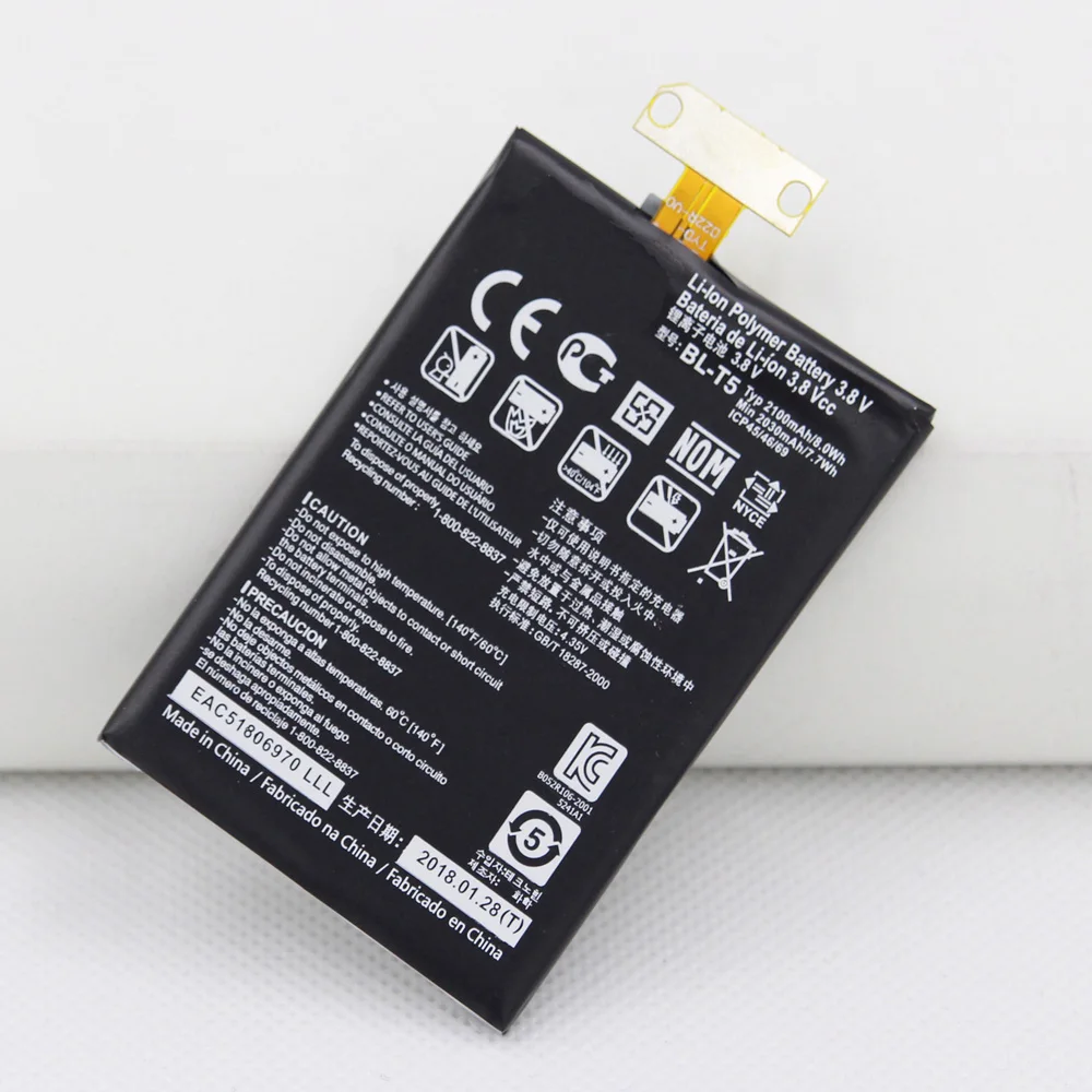 

ISUNOO BL-T5 Phone Battery for LG BLT5 Google Nexus 4 E960 Optimus G E970 E973 F180 LS970 Internal Battery 2100mah