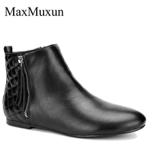 MaxMuxun Women's Booties Classic Flat Heel Ankle Pointed Toe Boots For Women Spring Autumn Fashion Causal Short Chelsea Boots