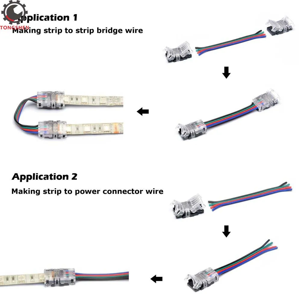 3 шт. 2pin 3pin 4pin 5pin Светодиодные ленты разъема 10 мм 12 мм IP65 для одного RGB/RGBW 3528 5050 Светодиодные ленты для проводного подключения