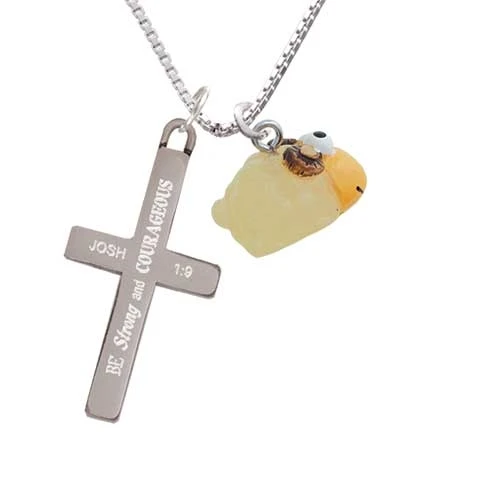 Resin Ram - Strong and Courageous - Cross Necklace (1)