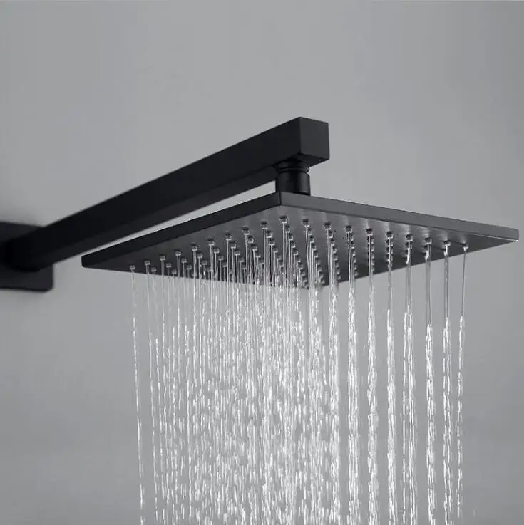 Латунный черный в стене душевой набор дождевой ванной Душевой кран потолочный настенный душ смеситель горячей и холодной воды ручной распылитель наборы EG3402