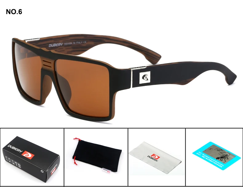 DUBERY, поляризационные солнцезащитные очки, мужские очки для вождения, мужские солнцезащитные очки, Ретро стиль, квадратные,, Роскошные, брендовые, дизайнерские - Цвет линз: 06