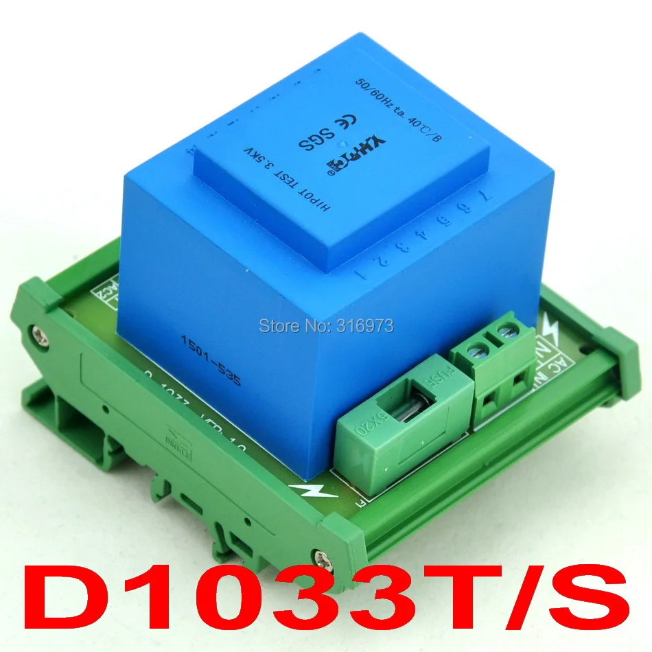 

P 230VAC, S 30VAC, 20VA DIN Rail Mount Power Transformer Module, D-1033T/S,AC30V