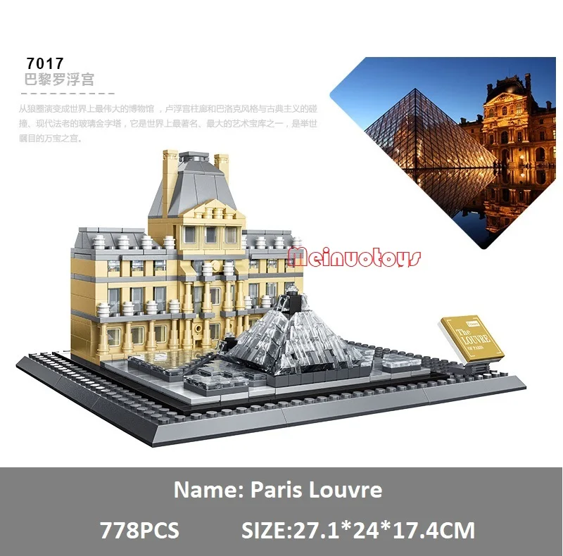 

Compatible Legoe Creator Expert 778pcs Building Blocks toy Louvre in Paris Great buildings City model Bricks toys for Children