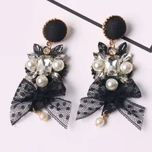 Обувь для подиума преувеличены Лук Jewel жемчужные серьги Сладкий личности серьги Свадебные 891