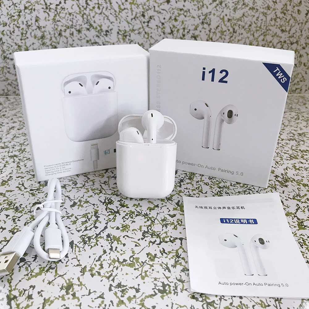 

Hot i12 tws Pop Up Mini Wireless Eearphone Bluetooth5.0 Touch Control Earbuds Charging Box Stereo Hadset for All Smart Phones