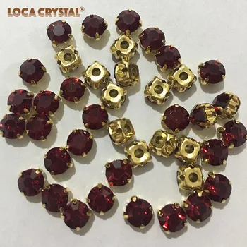 

Round shape Siam Color sew on Rhinestone with Claw Loose Beads 50pcs/pack Sewing Stones for DIY Clothes Decoration LOCACRYSTAL