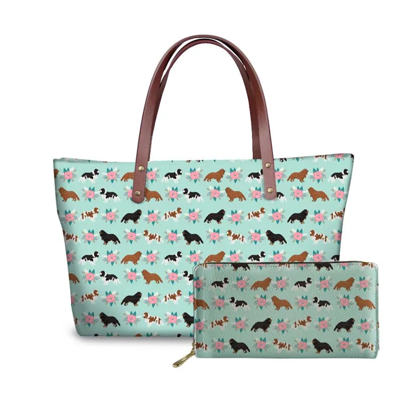 

NOISYDESIGNS Ladies Luxury Design Handbags&Wallet for Women King Charles Spaniel Printing Top-Handle Bag Females Travel Tote Bag
