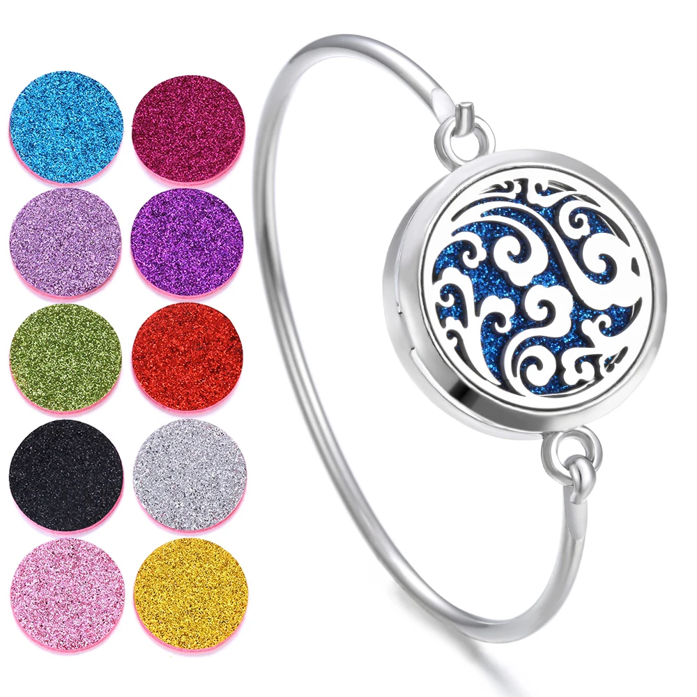 

New Perfume Bracelet Diffuser Jewelry Open Antique Love Heart Essential Oil Diffuser Aromatherapy Locket Bracelet with 10pcs Pad